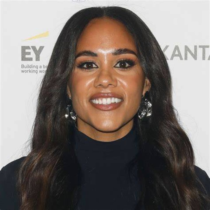 Alex Scott showcases gymhoned physique in nude bodycon dress at