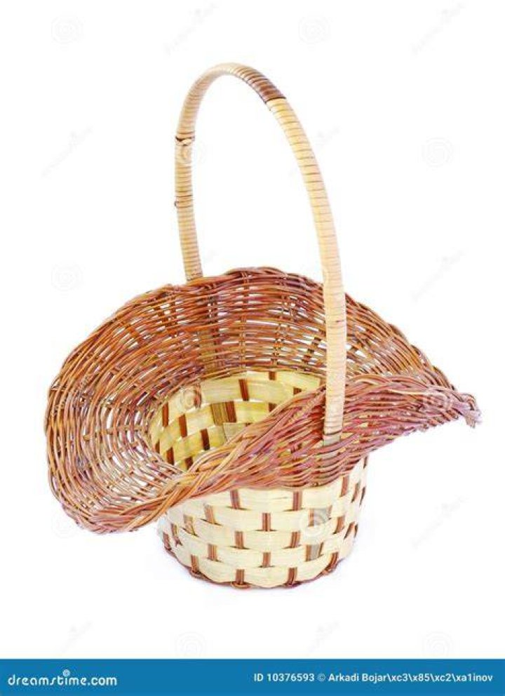 An empty wicker basket. Decorative element with an outline. Doodle