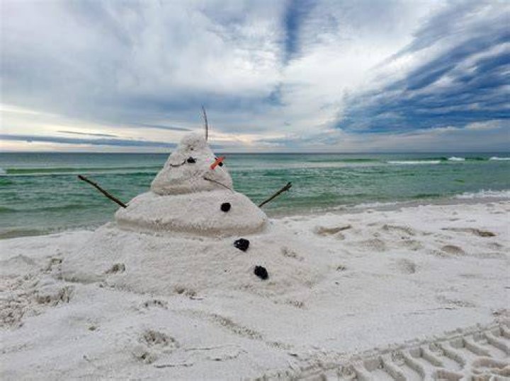 Beach Fun Sand Snowman and Snow Woman Christmas Holiday Ornaments Set