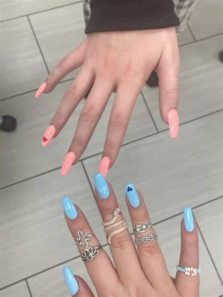 Bff nails Acrylic nails coffin pink, Best friend nails ideas, Best