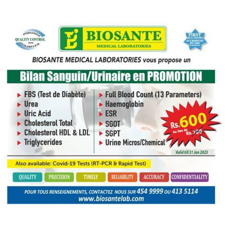 BIOSANTE Medical Laboratories Mauritius Official site