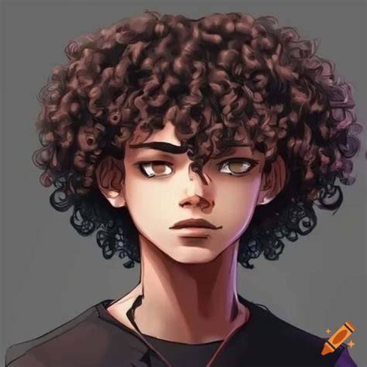 Black Anime Boy With Curly Hair Anime Boy With Black Hair And Blue