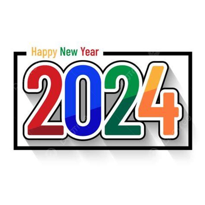 Colorful Happy New Year 2024 In Hanging Style, 2024 Clipart, Happy New