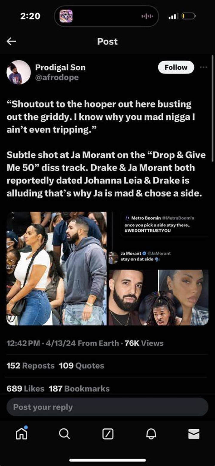 Drake disses Ja morant r/memphisgrizzlies