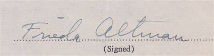 Frieda Altman Autograph Document Signed In Text HistoryForSale Item