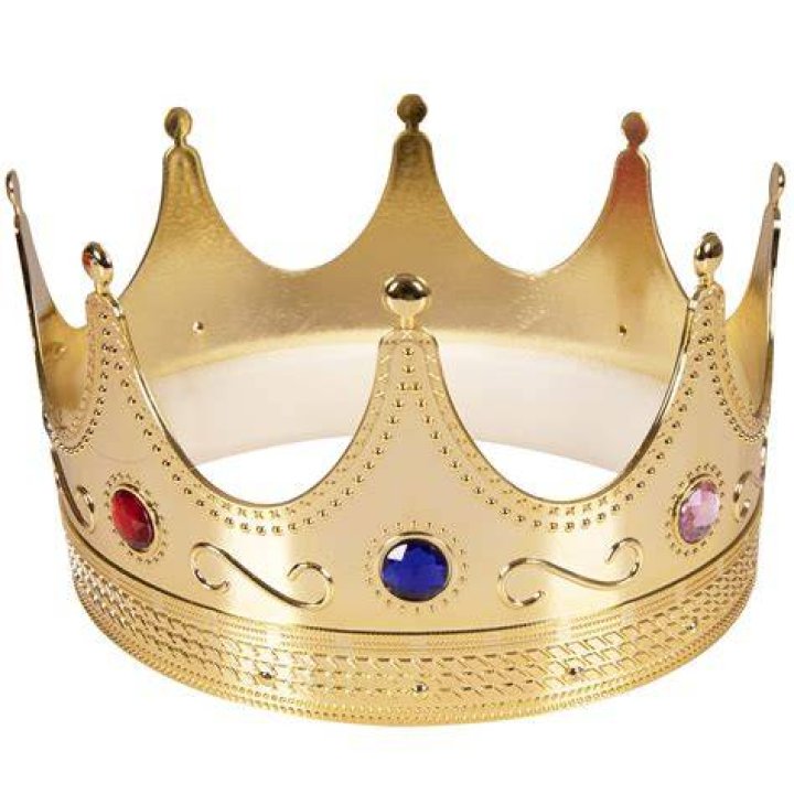Gold Jeweled Prince King or Queen Crown
