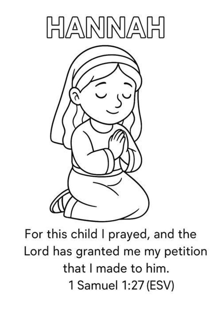 Hannah Praying Coloring Page