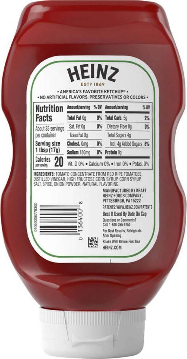 Heinz Ketchup Nutrition Facts Canada Blog Dandk