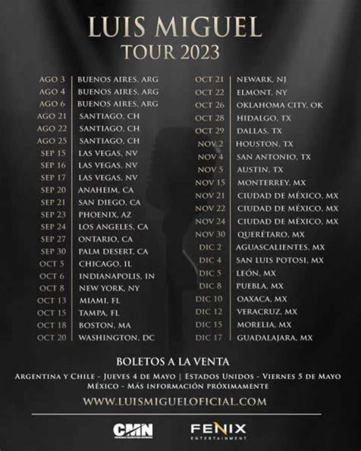 LUIS MIGUEL Tour Dates 2016 2017 concert images & videos