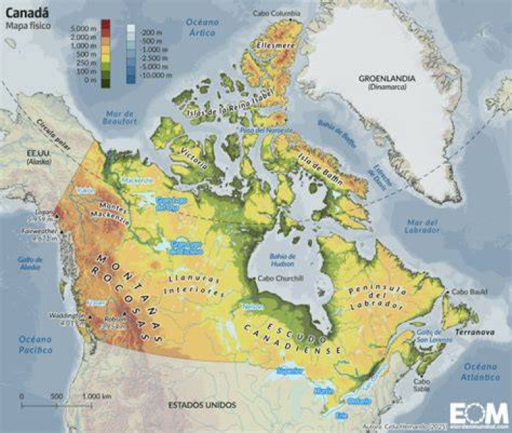 ⊛ Mapa de Canad&aacute; 🥇&middot; Pol&iacute;tico & F&iacute;sico Descargar Colorear Mudo