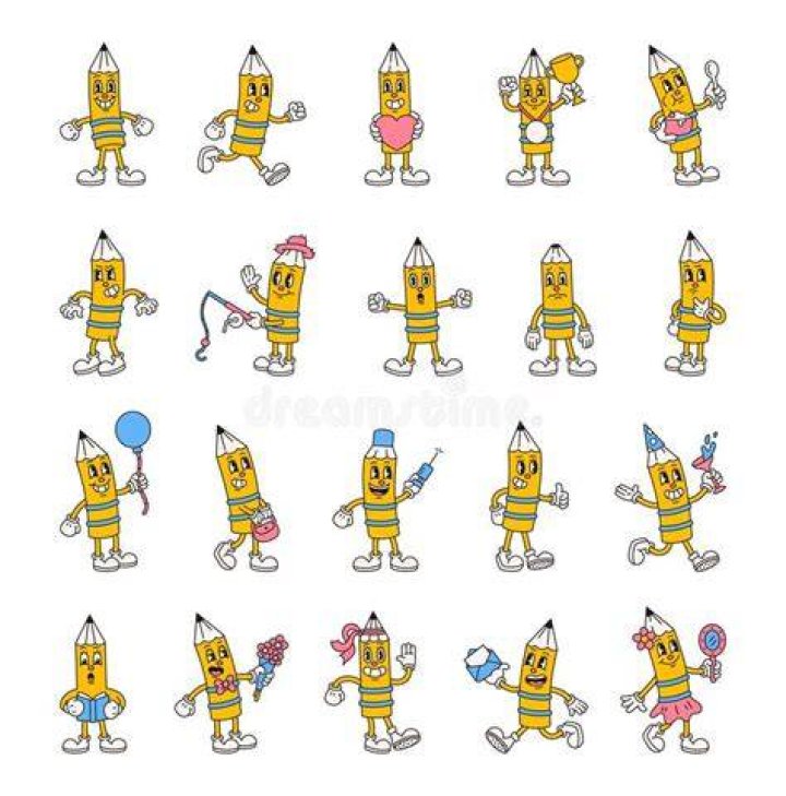 Pencil Characters Royalty Free Vector Image VectorStock