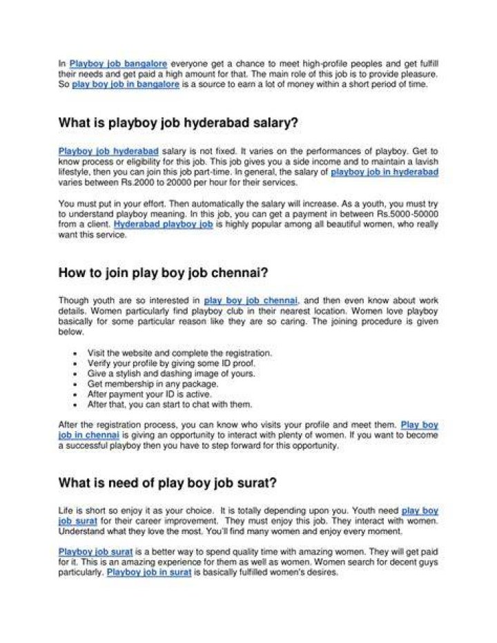 PPT How Much Does Playboy job in Bangalore Pay PowerPoint