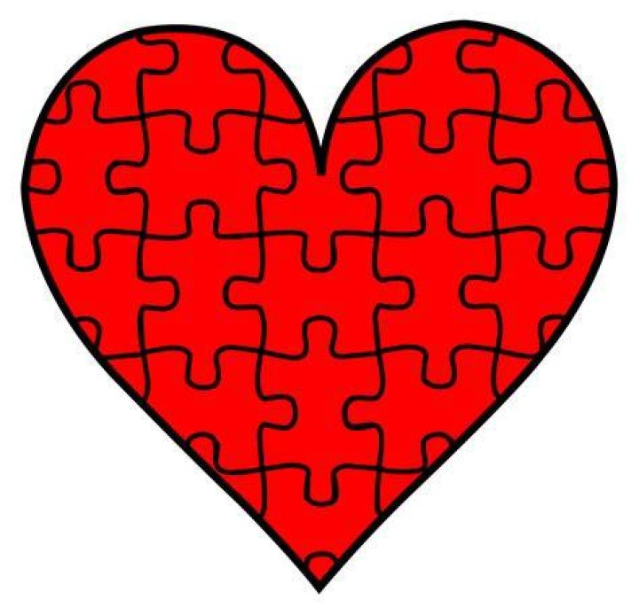 Red Heart With Puzzle Pieces Free Clip Art