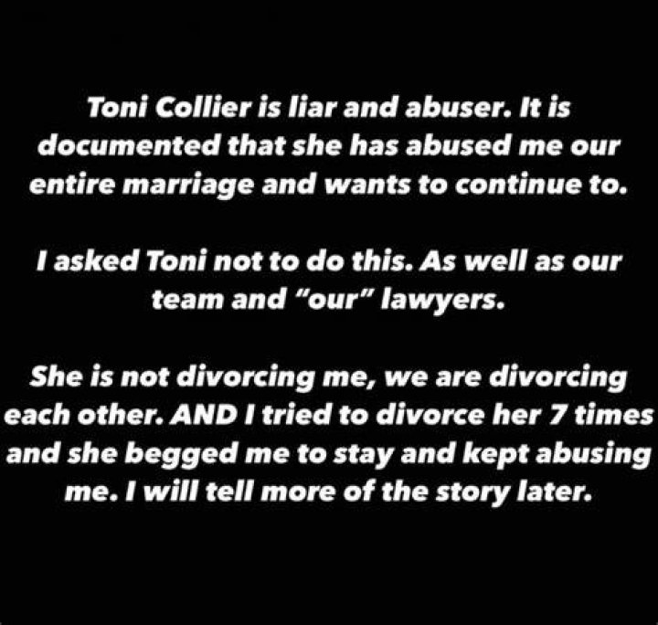 Sam Collier And Toni Collier's Divorce