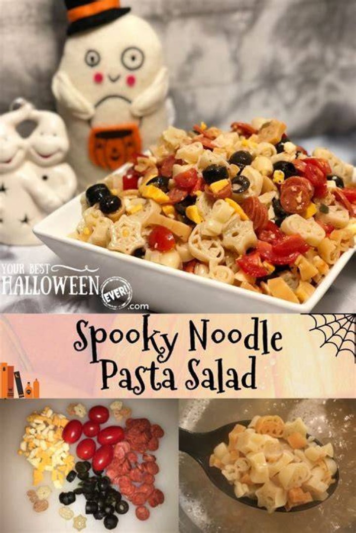 Spooky Noodle Pasta Salad Recipes, Halloween pasta, Snack prep