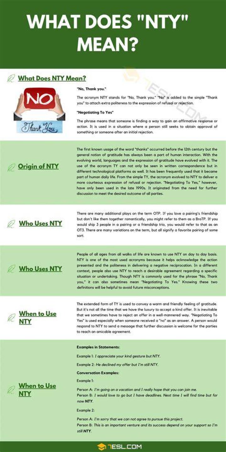 What Does &ldquo;NTY&rdquo; Mean, and How Do You Use It? TECHTELEGRAPH