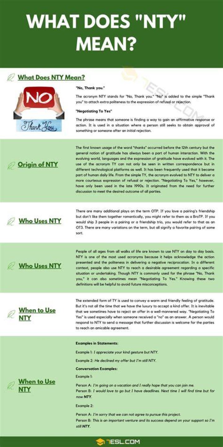 What does NTY mean?